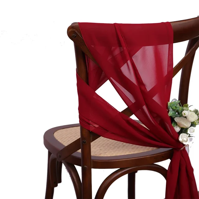 Ceinturage de Chaise en Mousseline de Soie Rose, Housses de Chaises de Mariage, Rubans pour ixd'Anniversaire, Cérémonie PréChristophe, Décor d'Allée, 17x275cm, 12 Pièces 6
