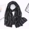 Colorful Musical Note Print Scarf Cotton Voile Smooth Musical Note Floral Shawl 180*80cm Breathable Musical Note Floral Wrap 5