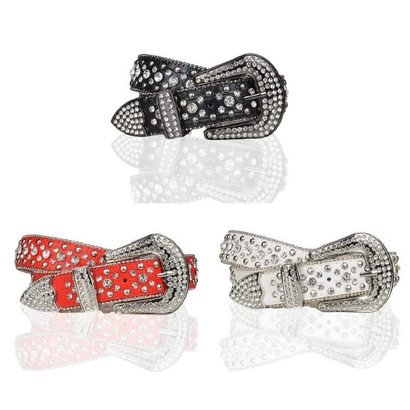 

Glitter Waist Belts Shinning Belts for Woman Men Temperament Shinning Studded Waist Strap for Jeans Dress