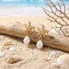 Boucles d'oreilles délicates en forme d'étoile de mer avec perles d'imitation couleur or pour femme, style Mermaidcore, pendantes, bijoux de vacances d'été