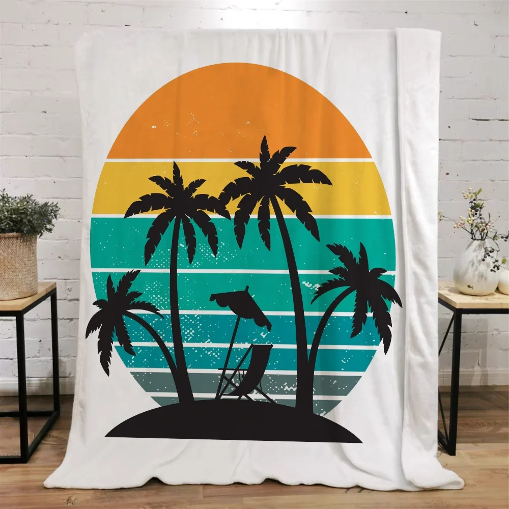 여름 해변 맞춤형 담요, 킹 사이즈 소파 담요 및 침대 던지기, 극세사 침구, 푹신한 격자 무늬 홈 인테리어, 부드러운 무릎