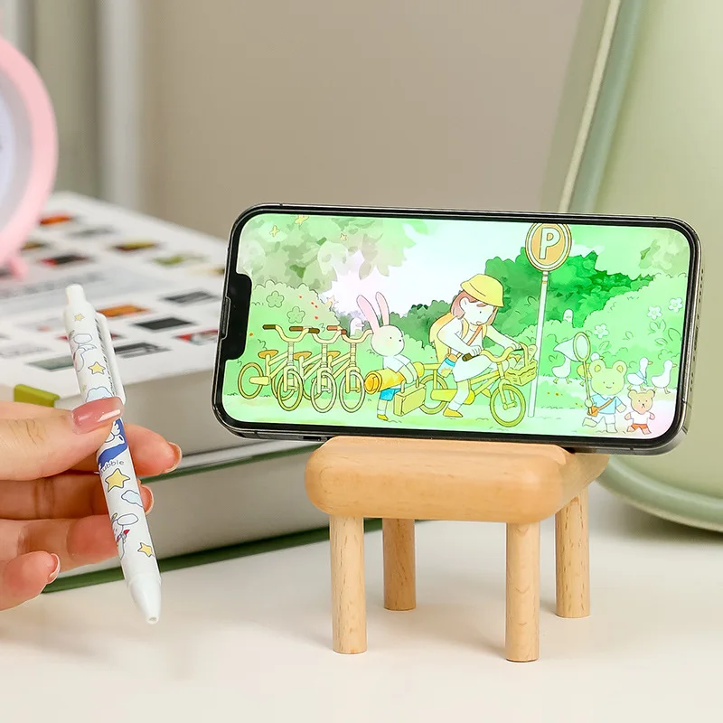 Cute Mini Chair Mobile Phone Holder, Card Display Table Wooden Stand,  Multi-Angle Universal Mobile Phone And Tablet Holder.