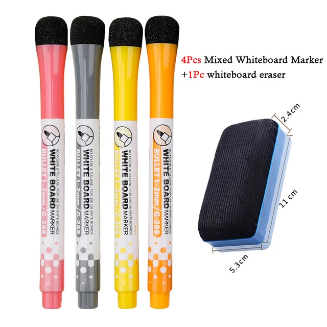 Vibrant Whiteboard Pens Set - Fine Tip Magnetic, Erasable Caps, Perfect