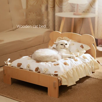 Wooden Cat & Dog Bed 1
