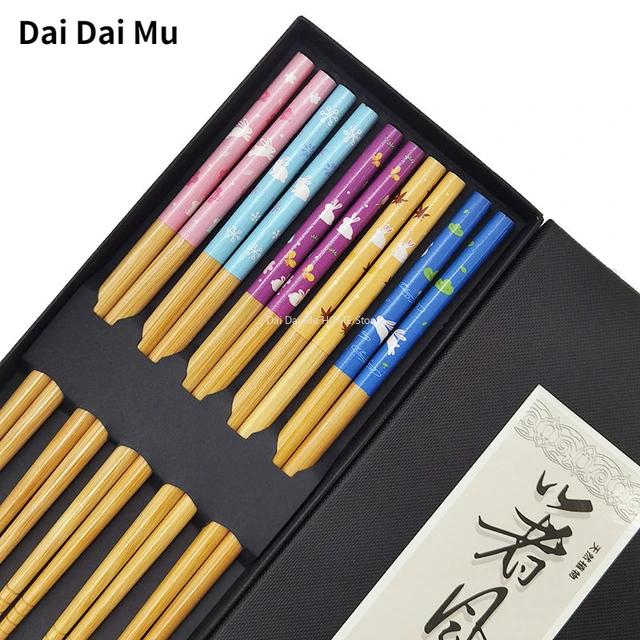 New High Quality Reusable 5 Pair Set Handmade Bamboo Japanese Natural Wood  Chopsticks Sushi Food Multi Color Wooden Chop Sticks - AliExpress