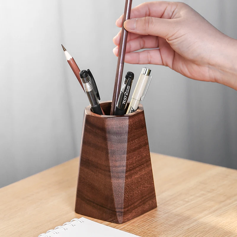 Black Walnut Pen Holder Polishing Design Desktop Storage Supplies Wooden Desk Accessories Pen Storage Box Walnut Holder