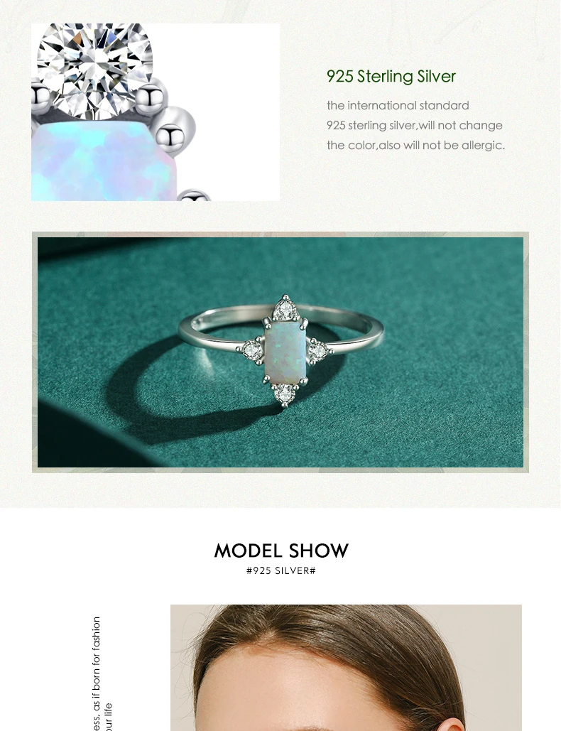 MODIAN Authentic 925 Sterling Silver Geometric Rectangle Natural Opal Jewelry Sets Rings Earrings For Women Wedding Jewelry