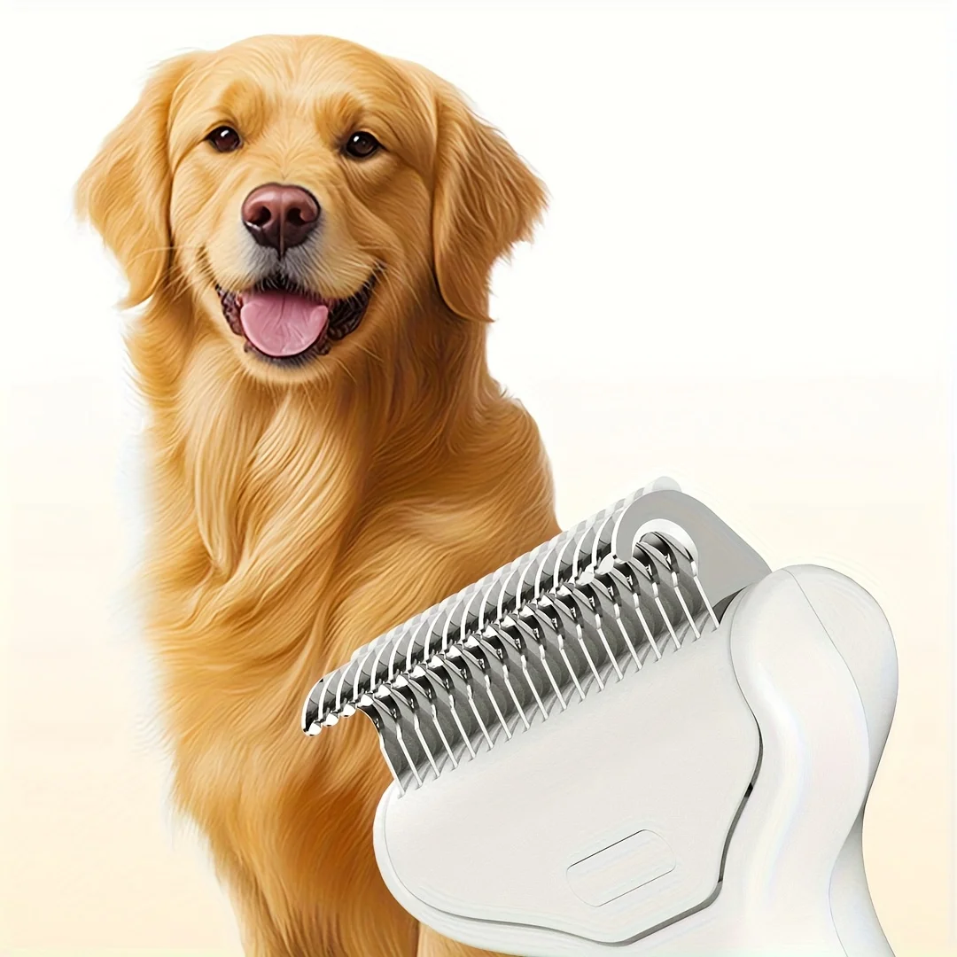 1PC Floating Stainless Steel Dog Hair Removal Brush for Long Hair Breeds Puppy Cat Comb Pet Grooming Products Curved Design