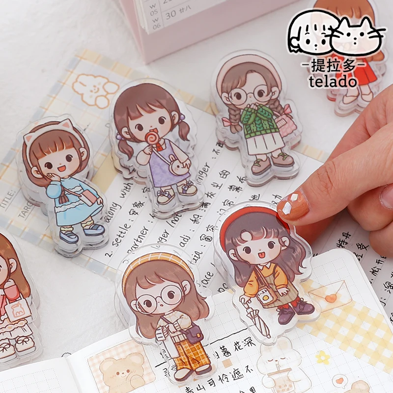 

Dimi Mini Wear collection Clip Acrylic Kawaii Girl Binder Clips For Book Decorative Clip Set School Stationery Book binding