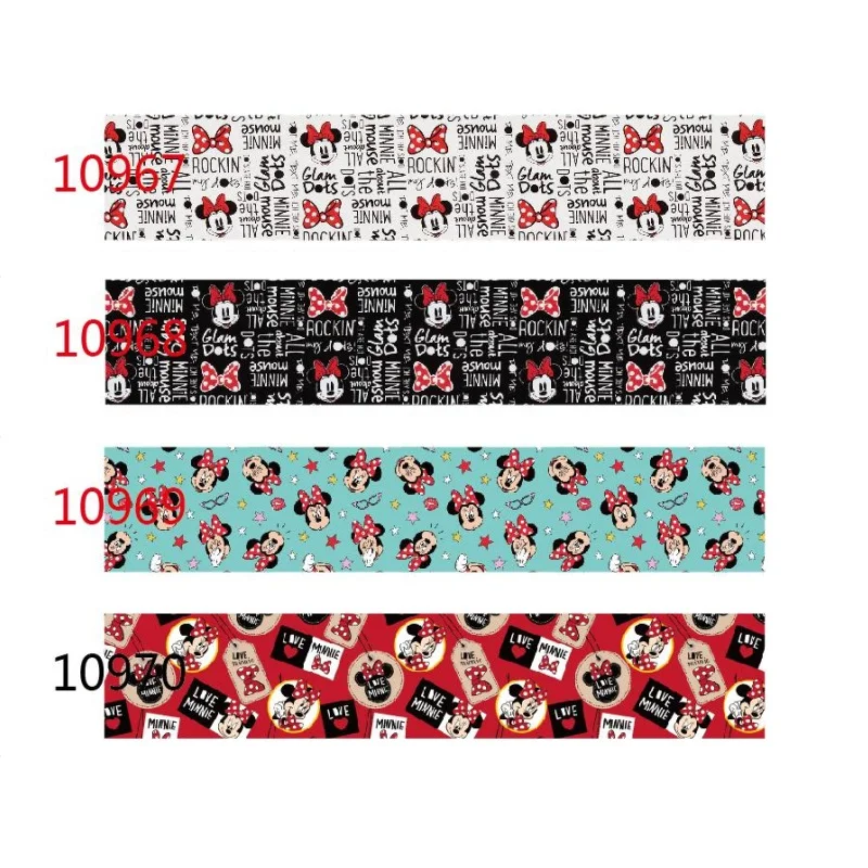 

Disney Mickey Mouse Head Pattern Grosgrain Ribbon for Hairbows DIY 10yards Craft Supplies Handmade Materials