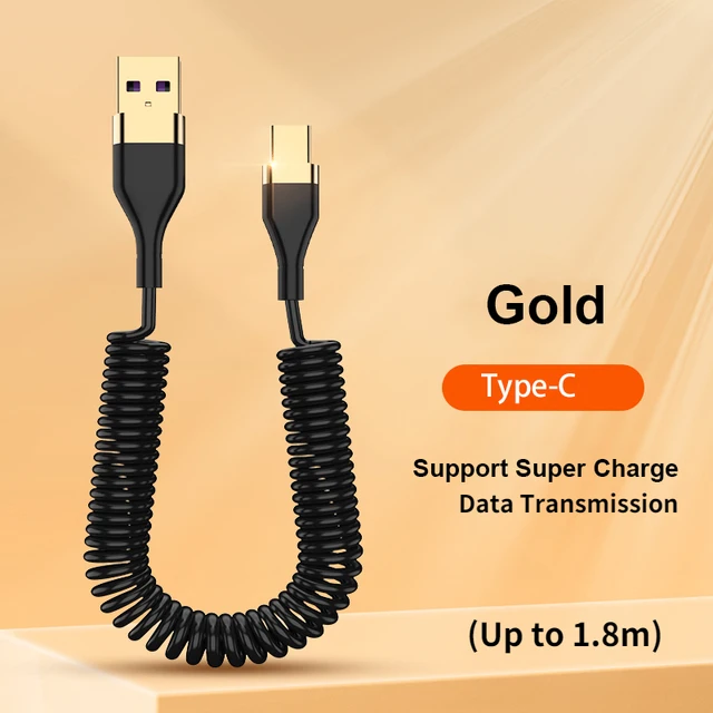 5A Ultra Fast Charging USB To Micro TypeC Spring charging Cable  Mobile Phones Fast Charge Cable For Xiaomi Redmi Huawei Realme android type charger Cables