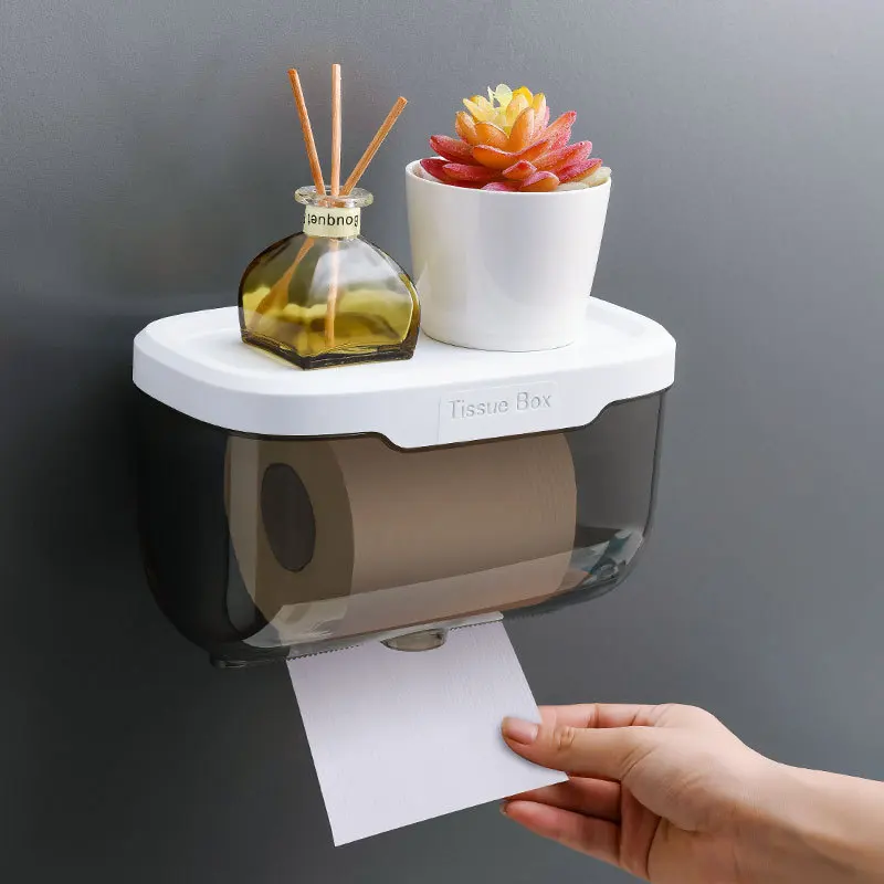 

Punch-free Toilet Paper Holder Box Waterproof Storage Toilet Paper Storage Rack Paper Towel Kitchen Bathroom Storage Box