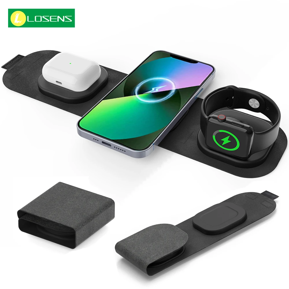 3 in 1 magnetic travel wireless charger for iphone 13 12 pro max apple