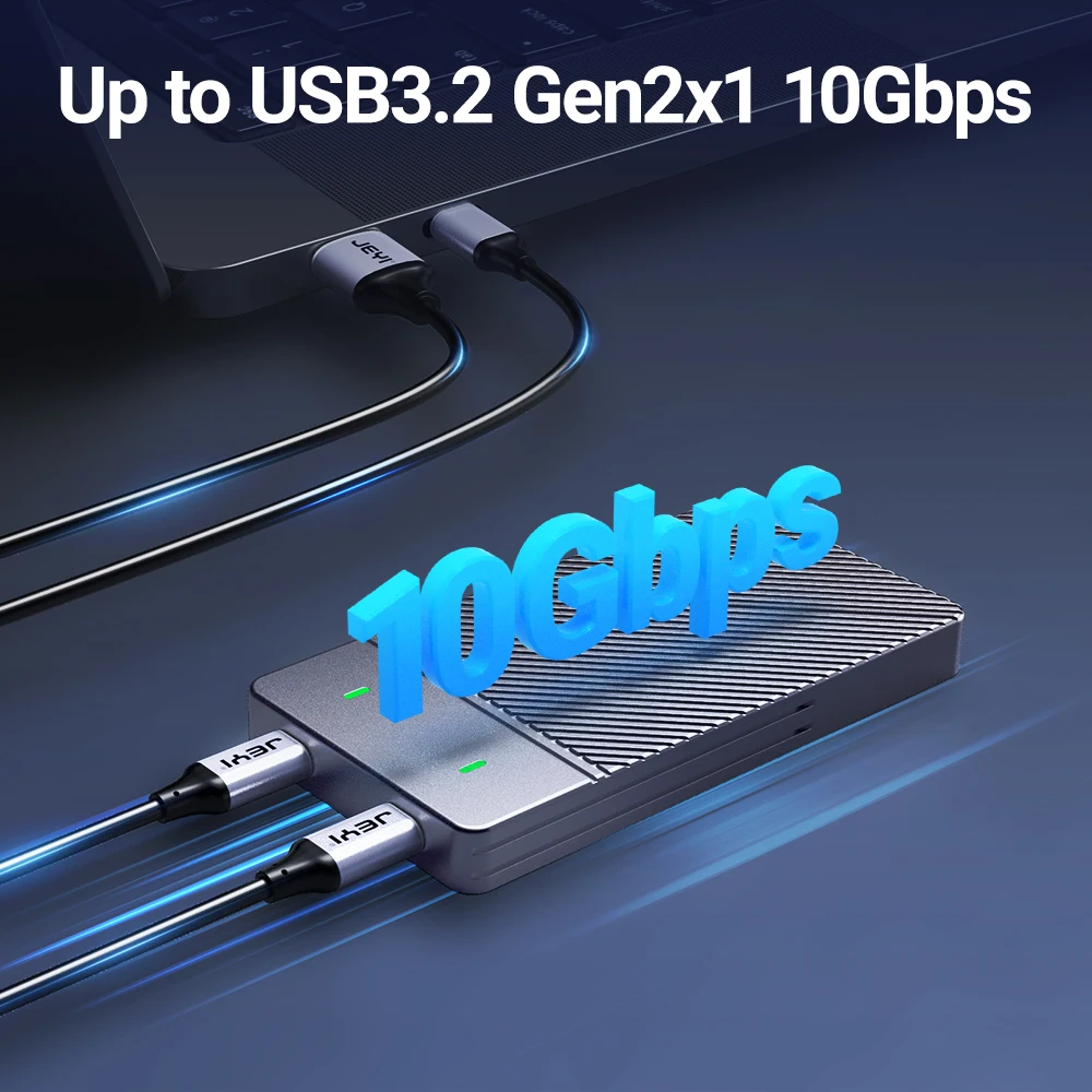 Jeyi-dual Bay M.2 Nvme Sata Ssd Enclosure Usb 3.2 Gen 10gbps Estojo de Alumínio para M.2 Pcie 2280 60 43 30 Ssd Suporte Uasp Trim - Imagem 5