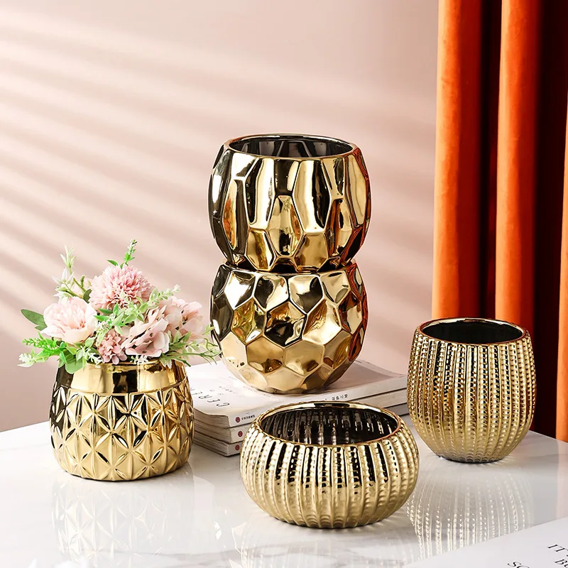 

Nordic Style Geometric Shape Ceramic Material Flower Pot Office Flower Arrangement Decoration Balcony Coffee Table Flower Pot