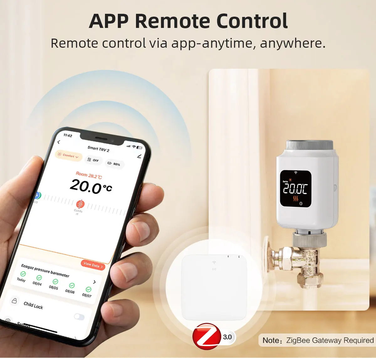 Tuya Smart Zigbee3.0 TRV Thermostat Radiator Actuator Valve App Smart Life Remot