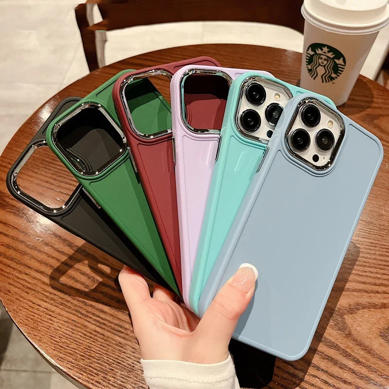 

Luxury Shockproof Phone Case For iPhone 14 13 12 11 Pro Max XR X XS Max 7 8 Plus Soft Silicone Plating Circle Lens Cover Bumper