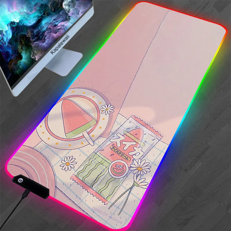 Diy mouse mat custom led light gaming mouse pad rgb anime large