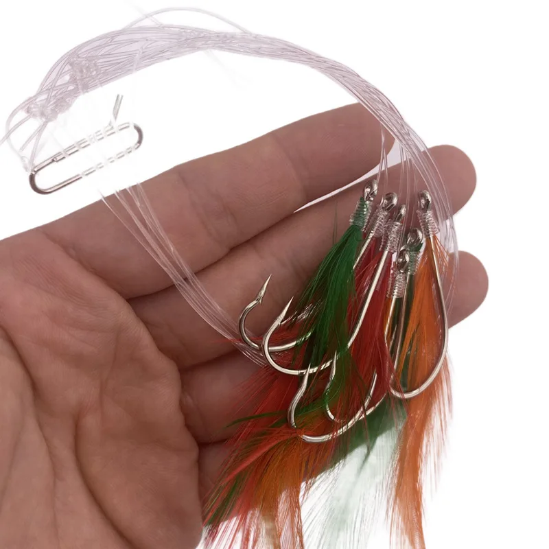 1/2pack Mackerel Feather Rig Luminous Surf Fishing Sea Boat
