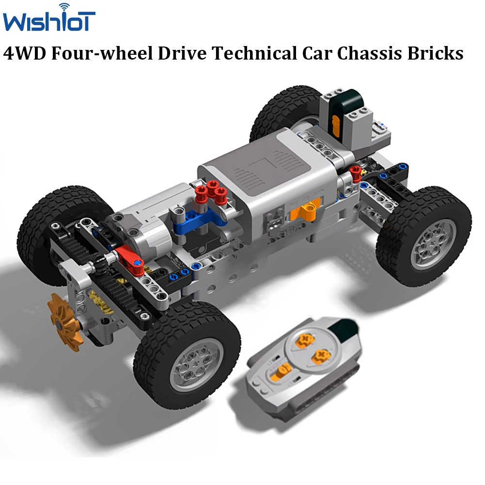 4WD Four-Wheel Drive Technical Car Chassis Bricks IR Remote Control Reciever M Motor AA Battery Box MOC Parts Kit for legoeds building blocks toy