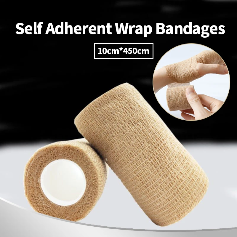2 Roll 10cm*4.5m Gauze Motion Bandage Self-adhesive Breathable Elastic Bandages for Sports Fixing Finger Wrist Leg