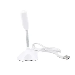 Adjustable USB Microphone with Stand and Holder for Studio, Gaming, and Streaming (WHITE)
