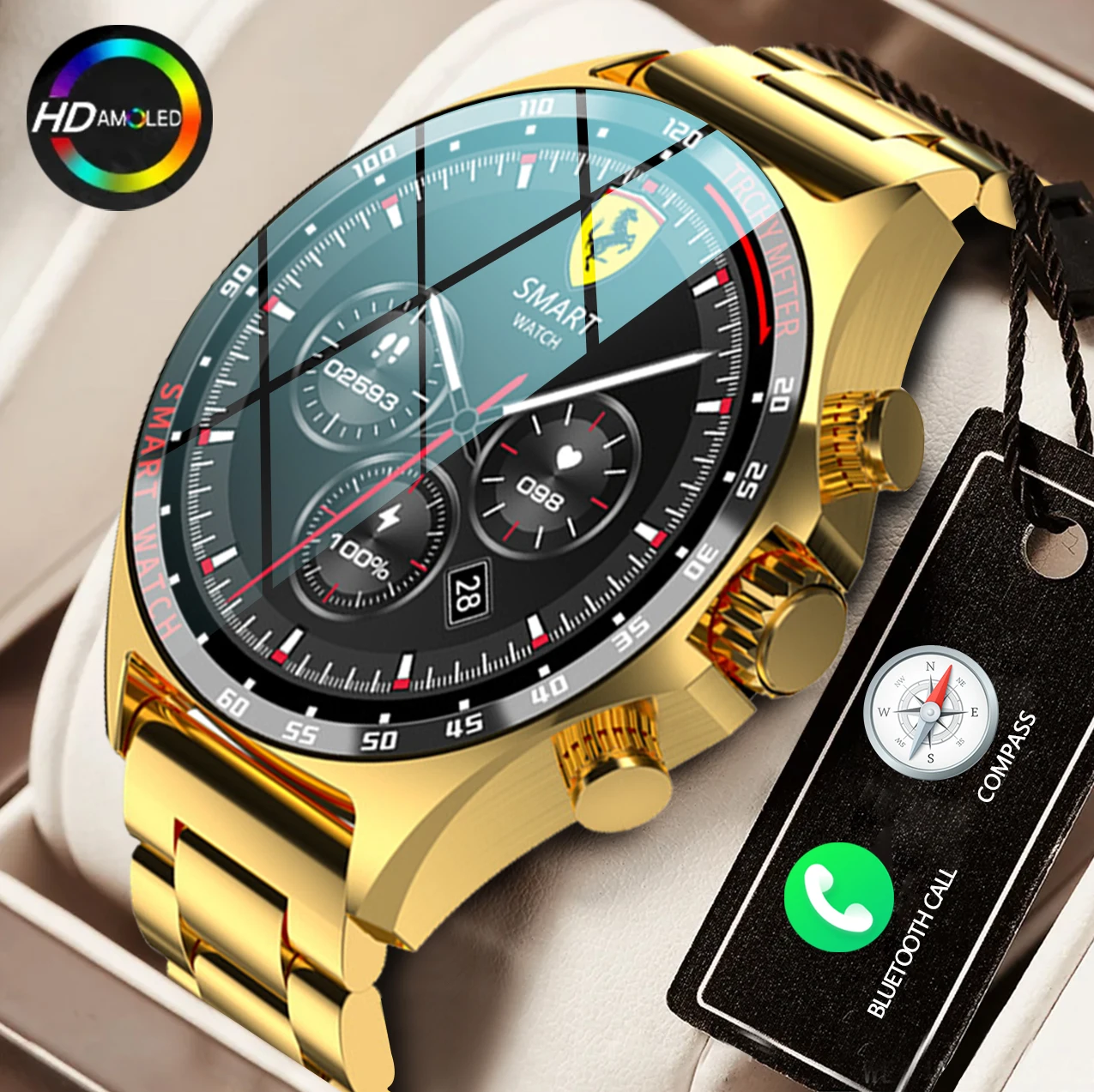 

New 1.58-inch Colorful Large Screen Men Watch Air Pressure Altitude Monitoring Bluetooth Call Sports Smart Watch IP68 Waterproof