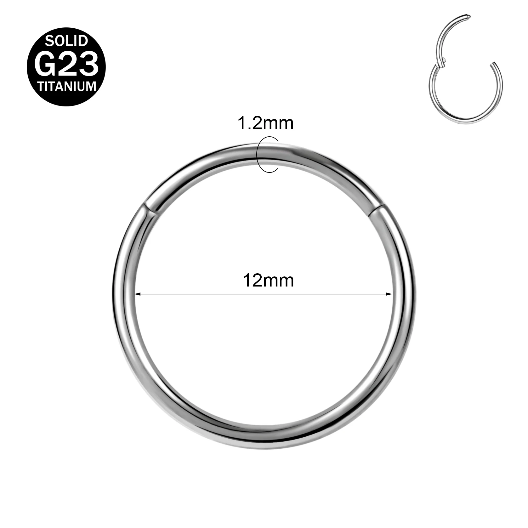 thumbnail image 1 of ZS 1 PC Aro G23 Anillo de Nariz de Titanio 20G/18G/16G Piercings de Tabique Redondos Piercing de Hélice de Oreja Cartílago Daith Joyería Pendiente 6-14MM, 1 of 5