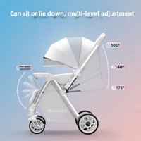 Poussette pour bébé pliable, tige de poussée bidirectionnelle, quatre roues, absorbant les chocs, landau avec moustiquaire 4