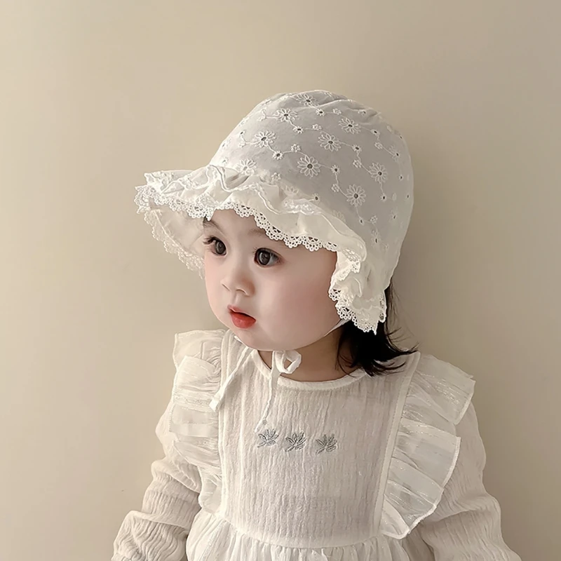 New Spring Summer Lace Baby Girls Sun Hat Princess Girls Cotton