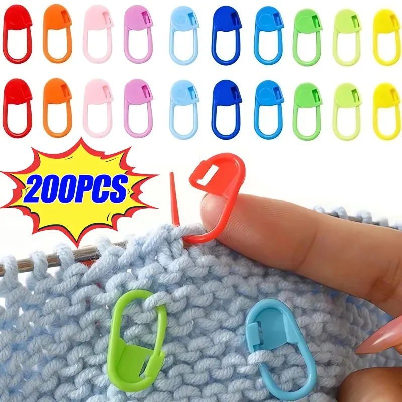 

50/200Pcs Mix Color Plastic Knitting Tools Mini Resin Small Clips Pins Locking Stitch Markers Crochet Sewing Needle Clip Hooks