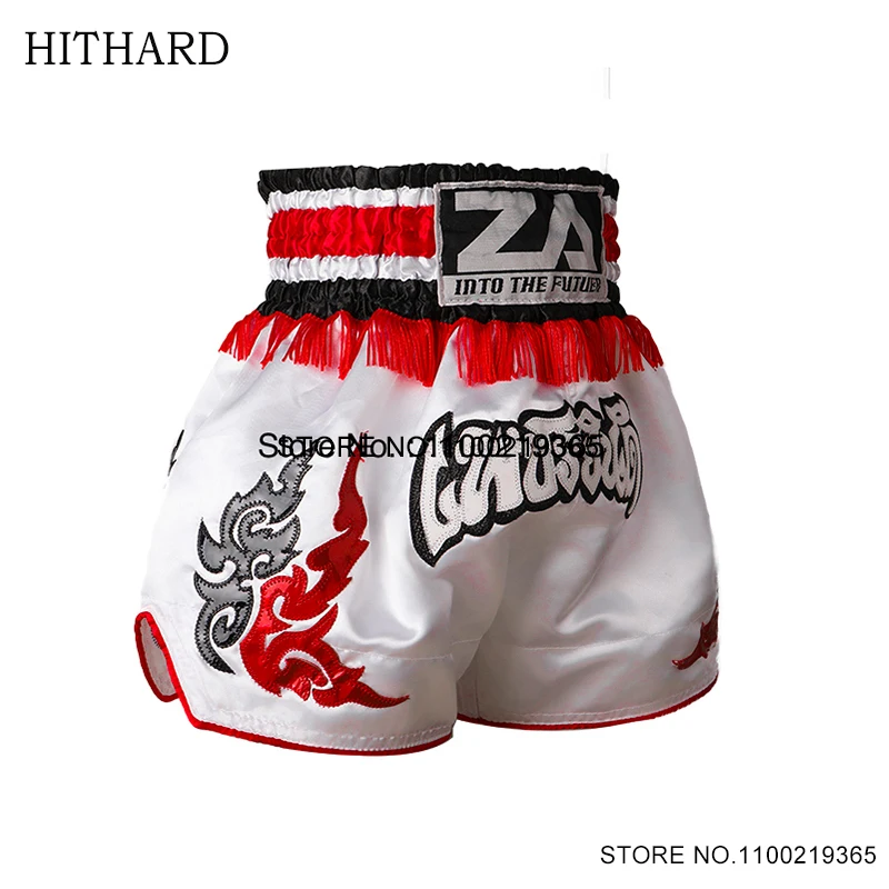 Muay Thai Shorts Women Men Children Kick Boxing Training Shorts Embroidery Thailand Kickboxing Cage Fighting Martial Arts Pants