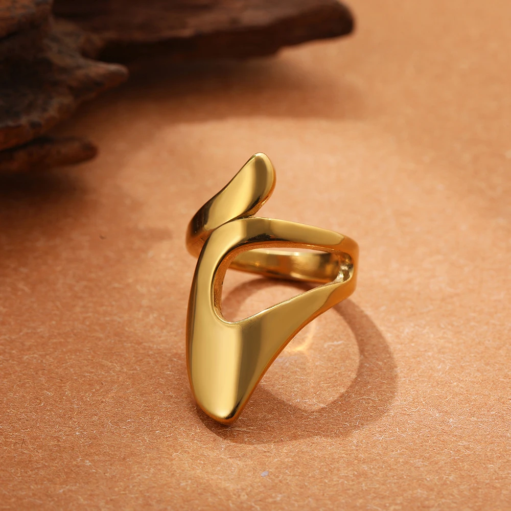 Irregular Geometric Smooth Metal Open Rings For Women Men Statement Thick Dome Finger Ring Adjustable Stainless Steel Jewelry stainless steel ring finger ring opening ring adjustable rings