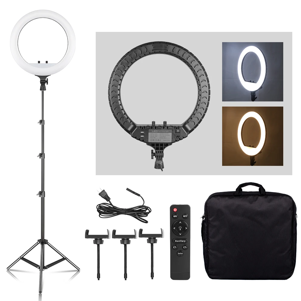 Luz Led para Selfie Lâmpada de Vídeo com Tripé Suporte para Telefone Clipe para Youtube Iluminação ao Vivo Fotografia Estúdio sh 18-anel de