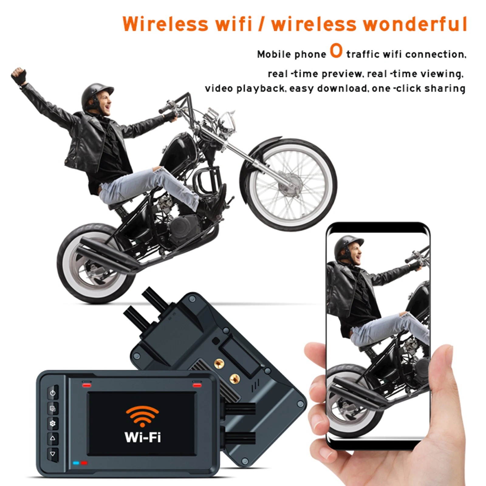 

Motorcycle Driving Recorder Tachograph Dual Lens 2K 3Inch Moto DVR Dash Camera 1400nit Brightness IPS Screen Support BSD ADAS