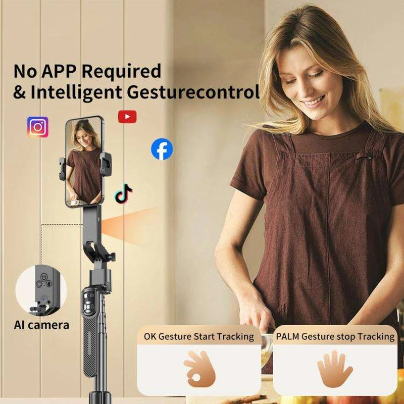 Handy-Kopfstabilisator Metall Quadrupod Bluetooth-Fernbedienung Anti-Shake Universal Dual-Light-Modelle_voghion.com