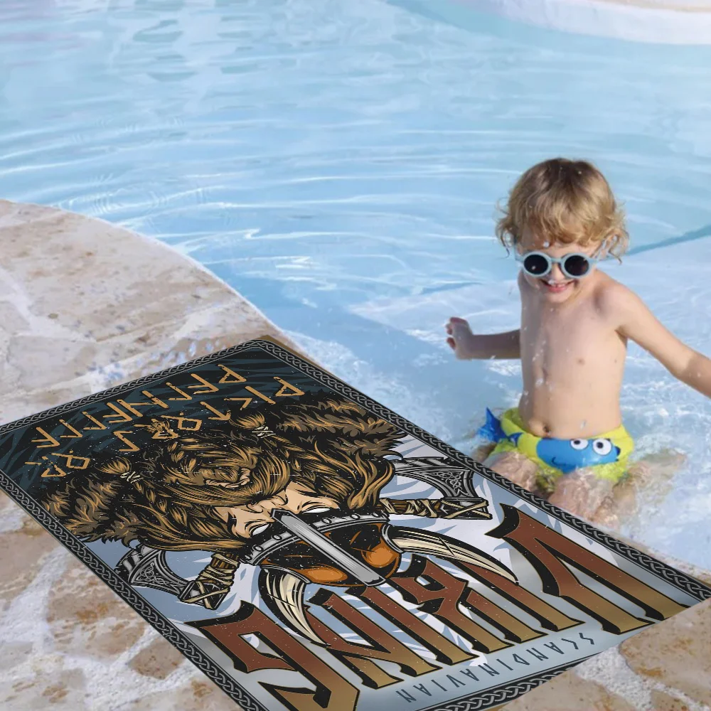 Home He Vikings Pattern Bath Towel Microfiber Soft Water Absorbing Breathable For Girl Kids Decorative Cartoon Beach Towel 3