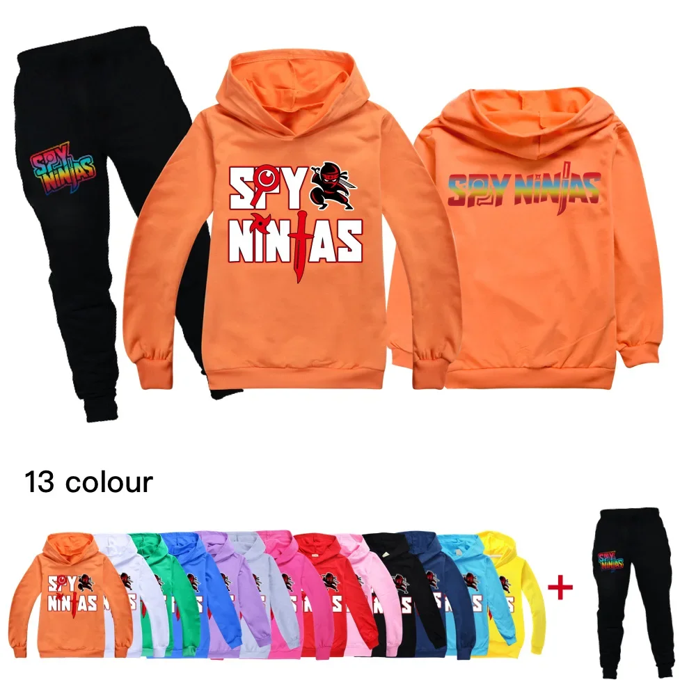 

Spring Autumn Boys Girl Casual Fashion SPY NINJAS Pullover Long Sleeve Hoodie Tops+Pants Tracksuit 3-15 Years Children's Clothes