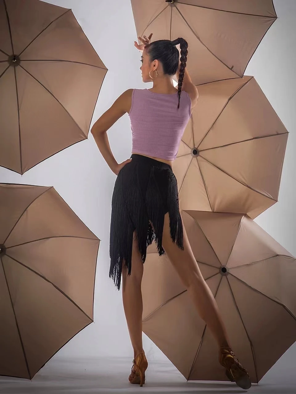 Latin Dance Skirt Sexy Women Chacha Samba Tango Layers Tassels Fringes Dresses Competition Performamnce Salsa Lady