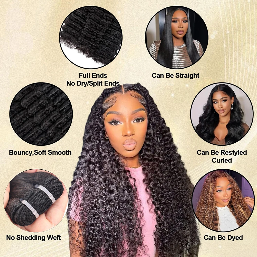Capelli Umani per Intrecciare, Onda Profonda, 100g, Senza Trama, Ciocche di Capelli Umani Ricci Profondi per Intrecciare, per Trecce Boho - immagine 4