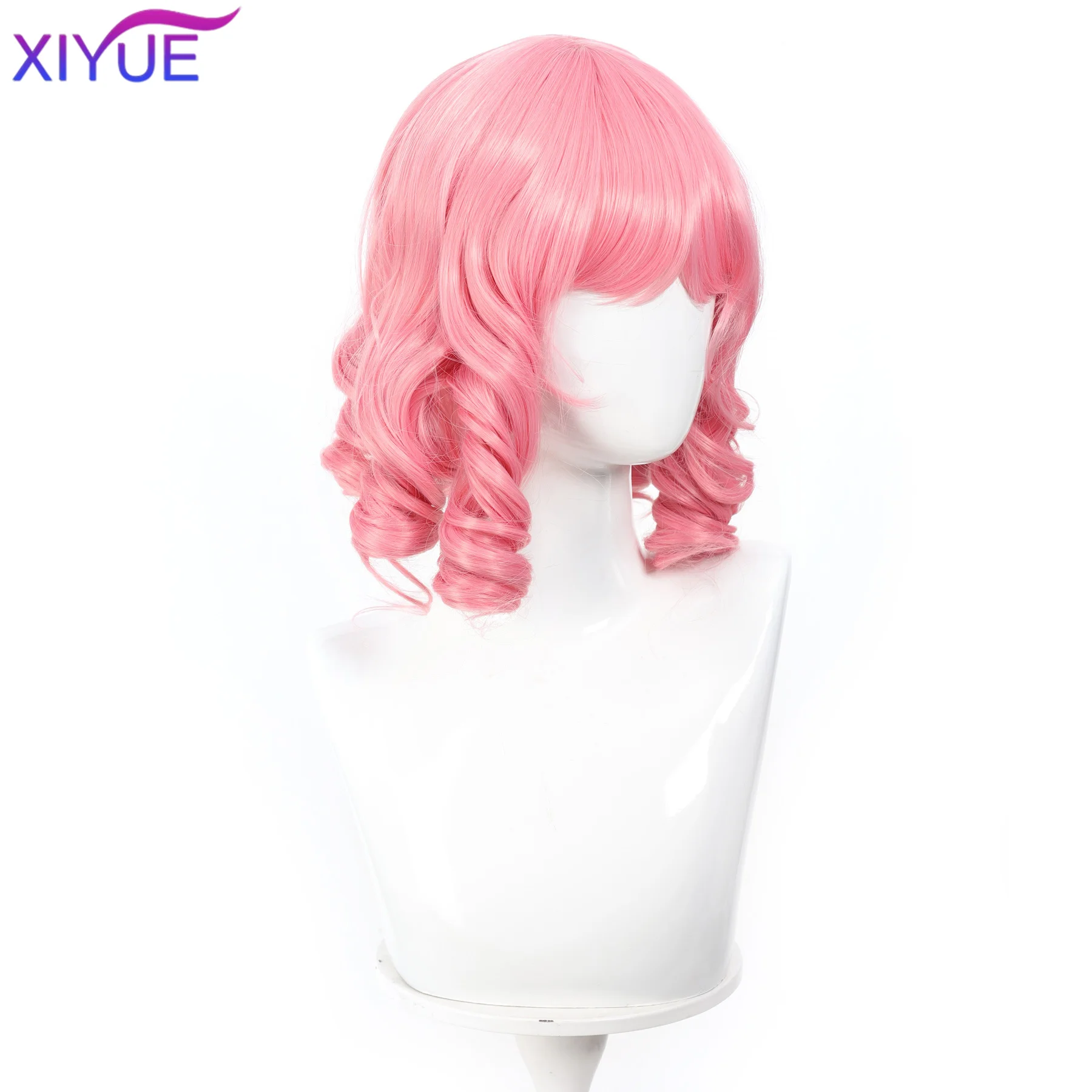 Synthetic Long Roman Curly Wavy Lolita Wig with Bangs Wig Girl Cute Ombre Pink Blonde Black Cosplay Party Halloween Harajuku Wig