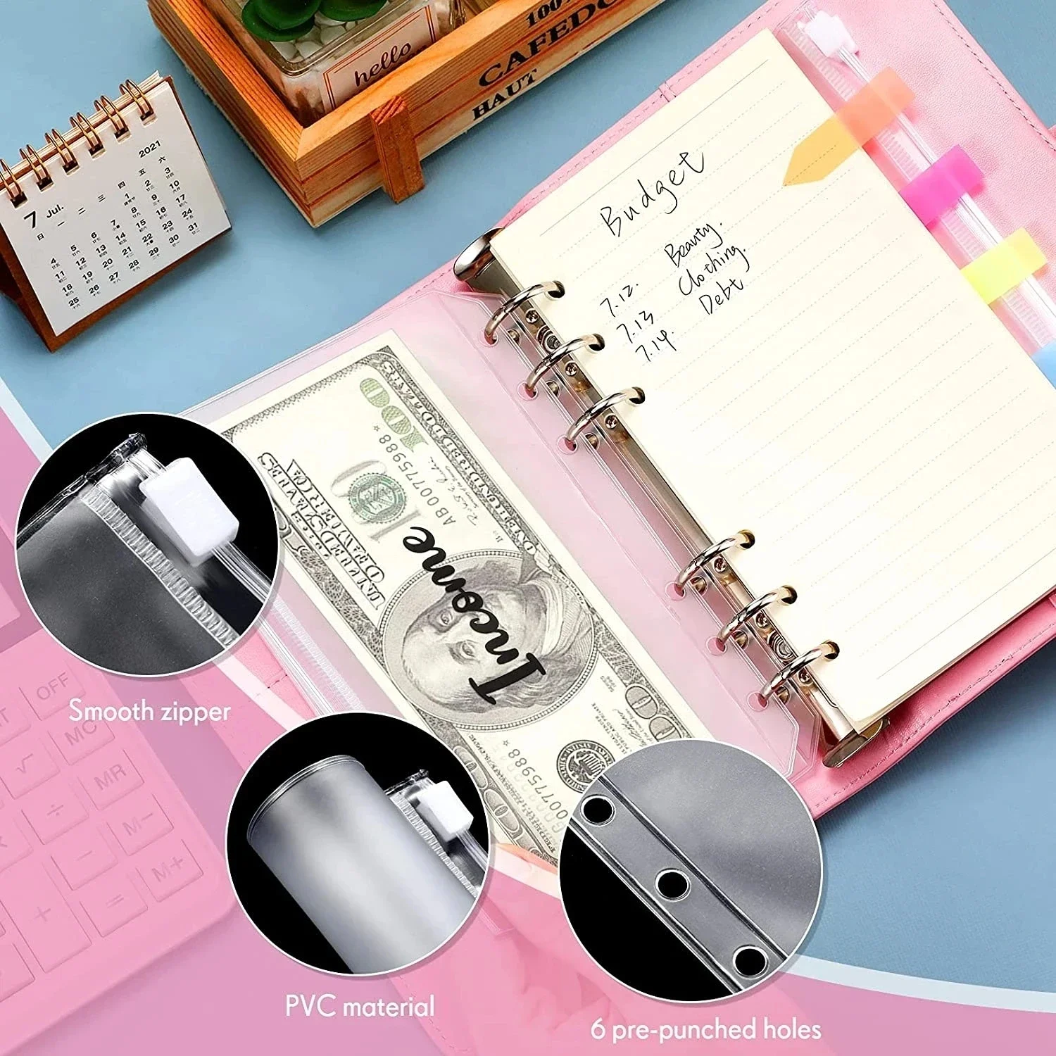Budget Binder Notebook with Cash Envelopes for Money Management and Savings Organization