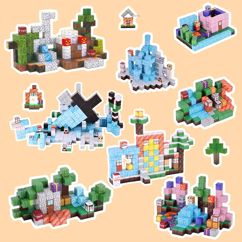 Magnetic Blocks Build Mine Magnet World Set for Boys Girls Age 3+ Sensory Construction Christmas Toys for Toddlers Gifts board game,board game toy