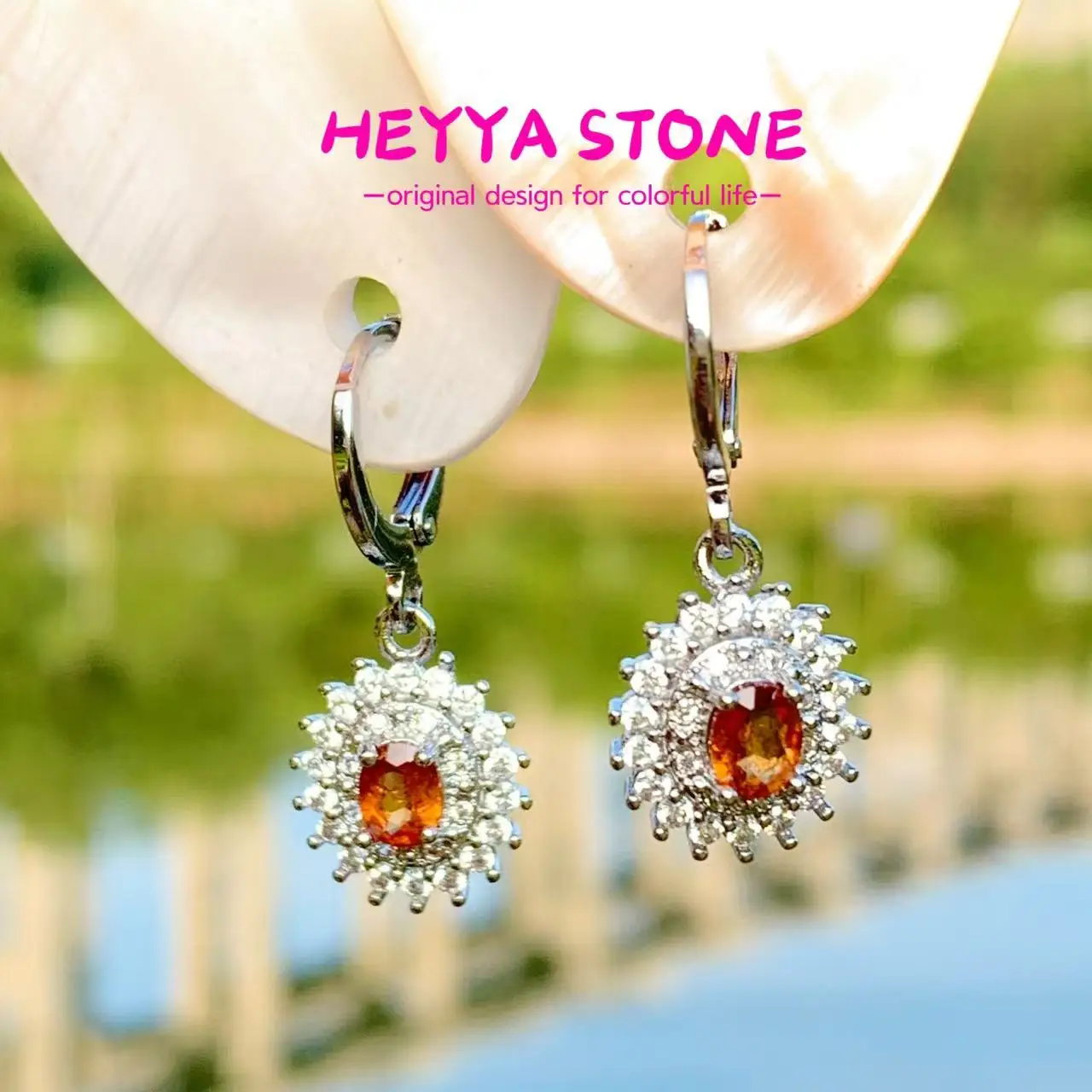 Vintage Natural Garnet Hoop Earrings Simple Classic Round Circle Gemstone Jewelry Handmade