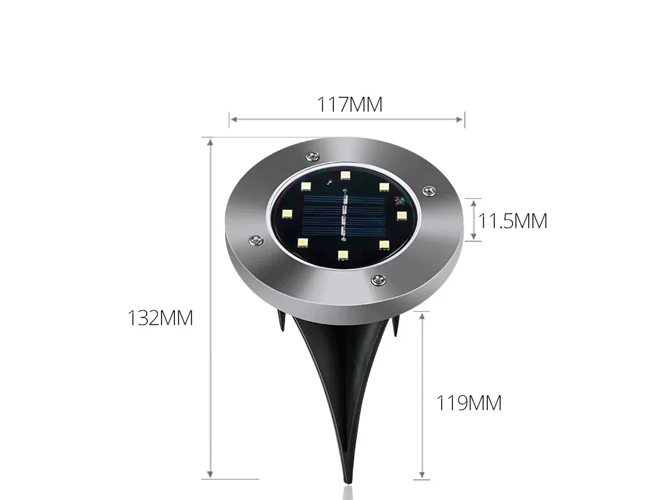 Description Picture 5 of item8/20LED Solar Ground Lights Outdoor Waterproof Disk Lights Garden Landscape Lighting for Yard Deck Lawn Patio Pathway Walkway