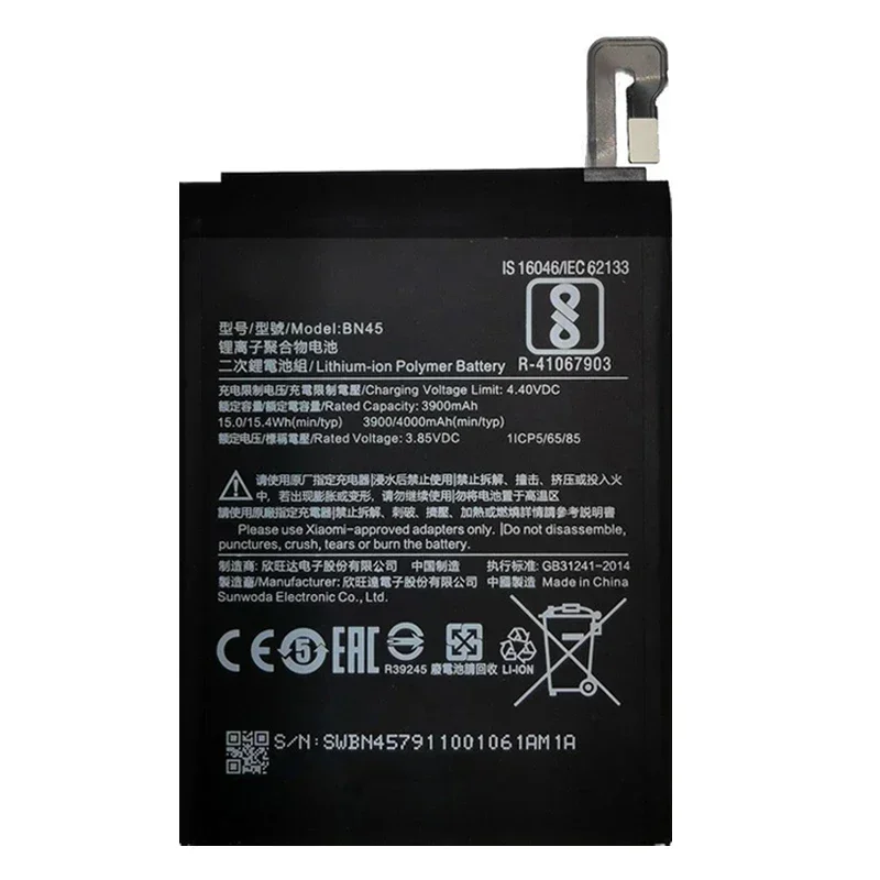2024 Years 100% New Original Phone Battery For Xiaomi Redmi Note 5 Note5 Note 6 Pro BN45 4000mAh Replacement Batteries