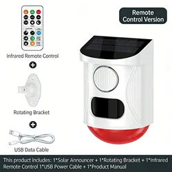 Solar - Powered Wireless Security Alarm with PIR Motion Sensor and Flashing Red Light (C)