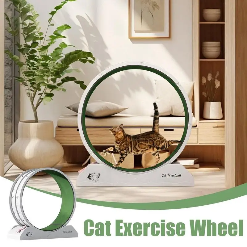 Cat Wheel Exerciser Quiet Workout Equipment For Kitten Large Cat Wheel Exerciser For Indoors Safety Kitten Treadmill With Teaser