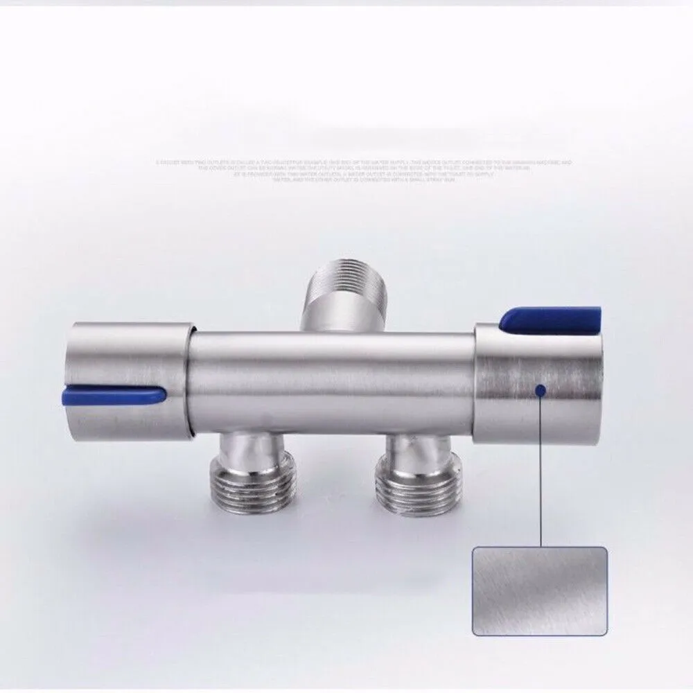 Double Handle Sta===l Cold Water Faucet ===throom Tap Va==e Angle Valve Si======nlet Double Outlet Double Control Valve 4