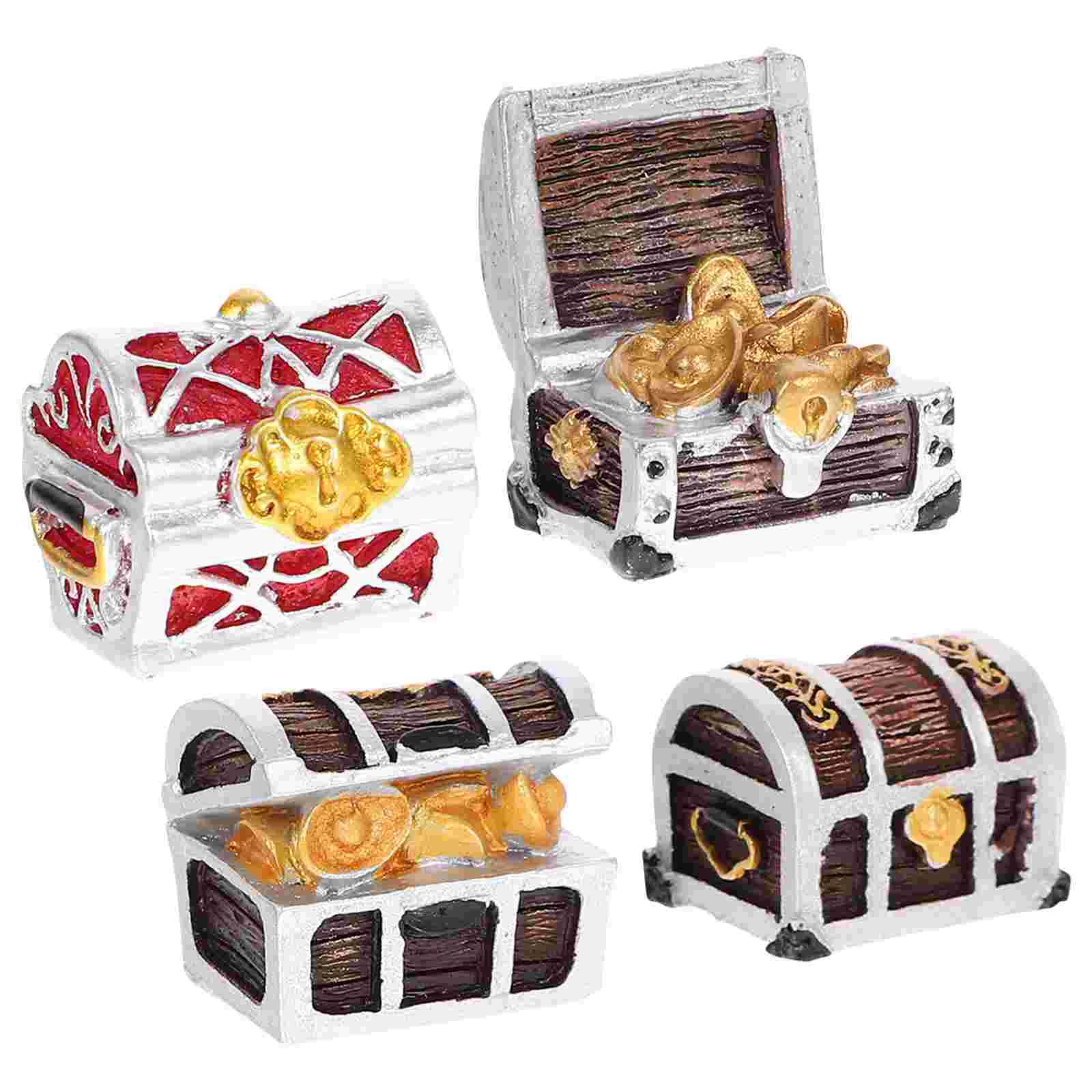 

4 Pcs Aquarium Landscaping Mini Treasure Chests Resin Crafts Fish Tank Supplies Box